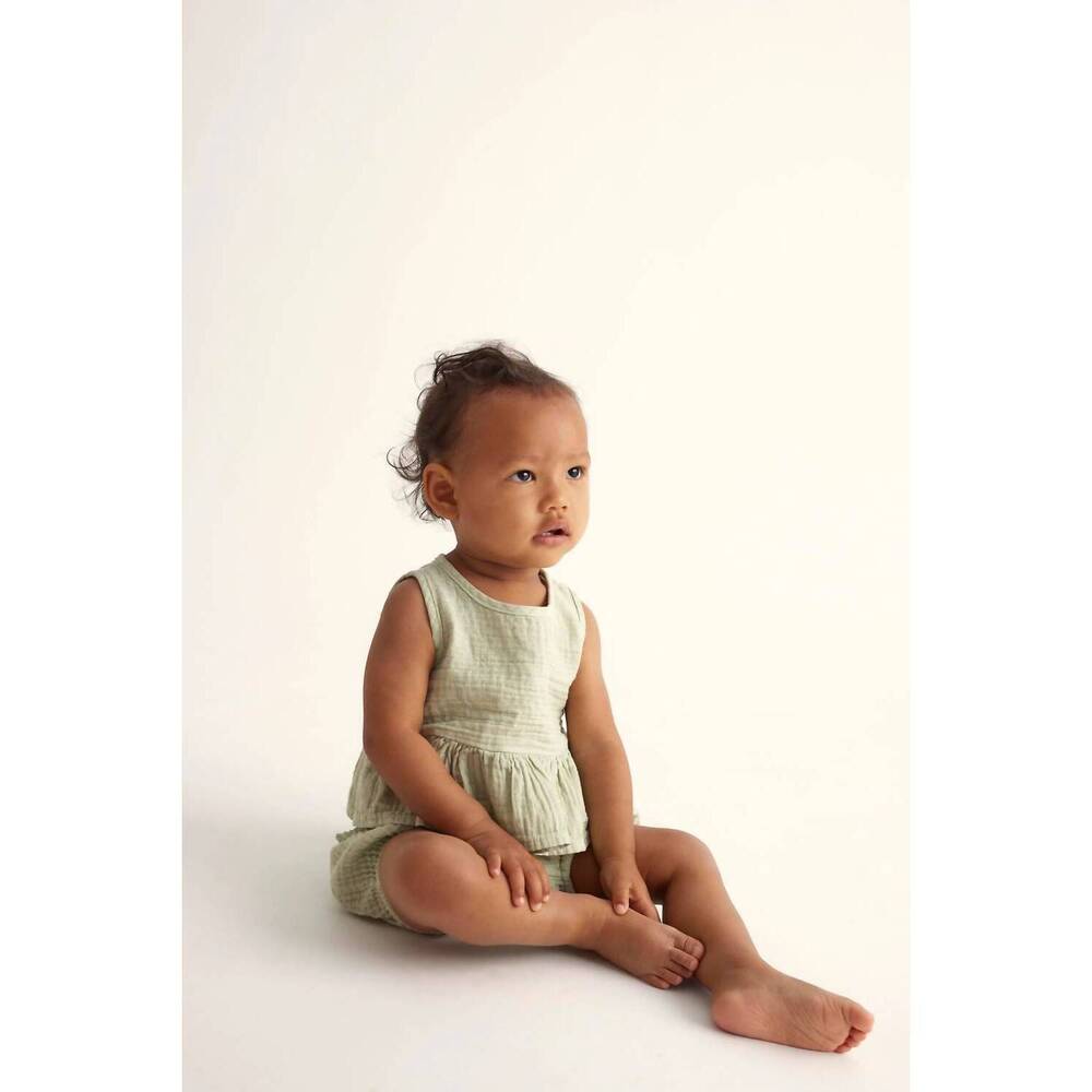 NEW COZMO baby girls' lurex gauze top in tender green